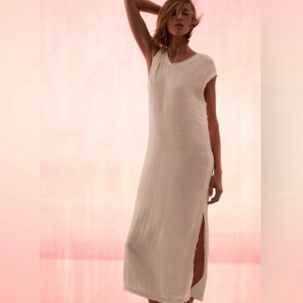 ZARA Oyster White Rustic Tunic Dress